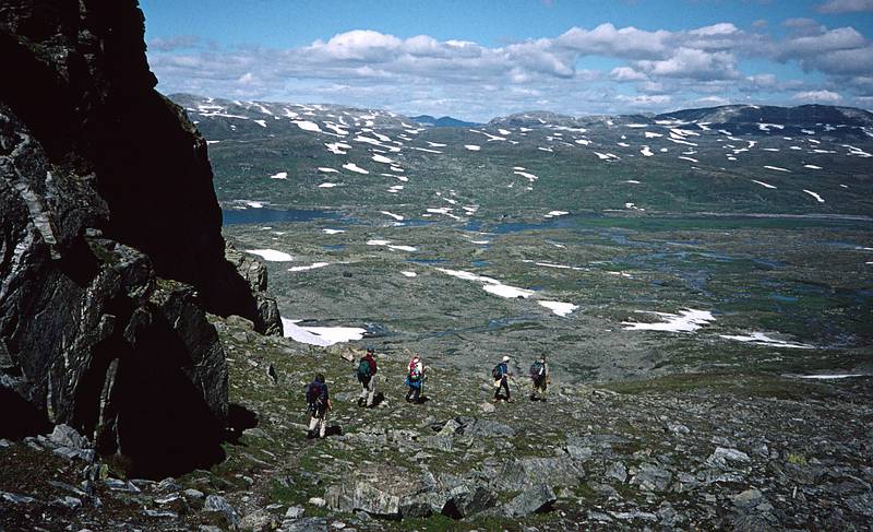 August 5, 1997 - From Finse to the Hardangerjkulen (glacier) and back, Norway.<br />Heding back to Finse.