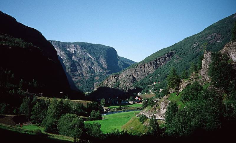 August 5, 1997 - Finse to Flm via Myrdal, Norway.<br />The valley near Flm.