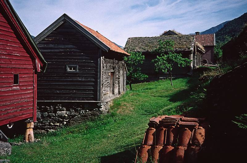 August 6, 1997 - In and around Flam, Norway.<br />Visiting a Viking farm.