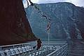 August 6, 1997 - In and around Flam, Norway.<br />A fjords tour to Gudvangen and back.<br />The empty, save for Joyce, back of the ferry's top read deck.