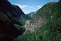 August 7, 1997 - Aurlandsdalen (Aurland valley) hike, Norway.<br />Looking back at another section of the valley.