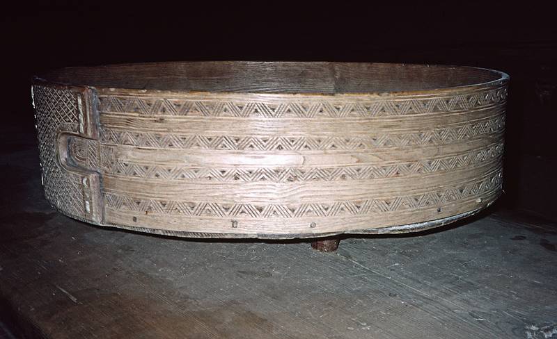 August 10, 1997 - Norwegian Folk Museum , Oslo, Norway.<br />Wooden cheese container.