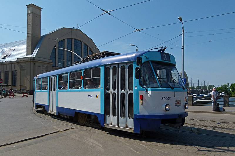 Riga has many streetcars, old and very new.<br />June 2, 2011 - Riga, Latvia.