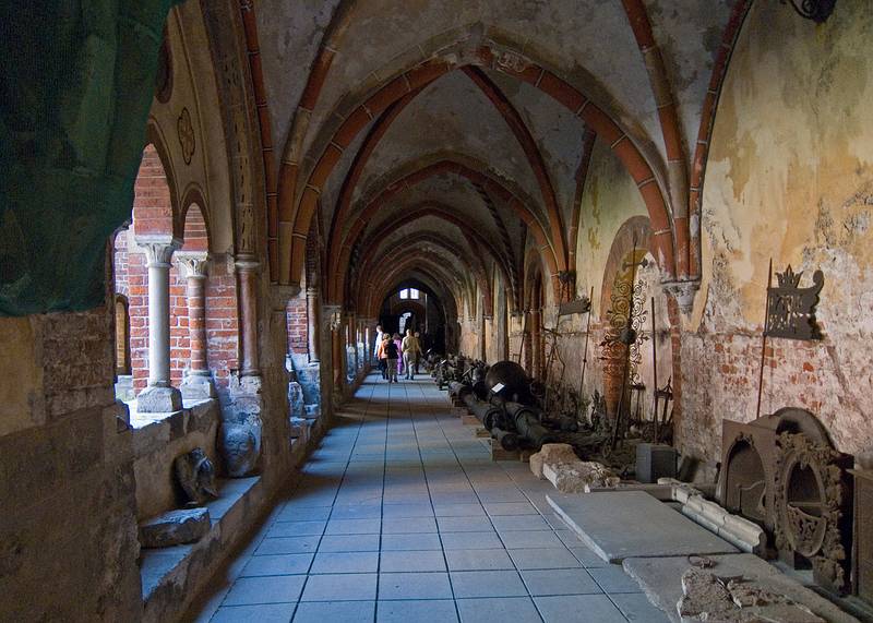 Passageway around courtyard.<br />Riga's Lutheran Cathedral (Doms).<br />June 3, 2011 - Riga, Latvia.