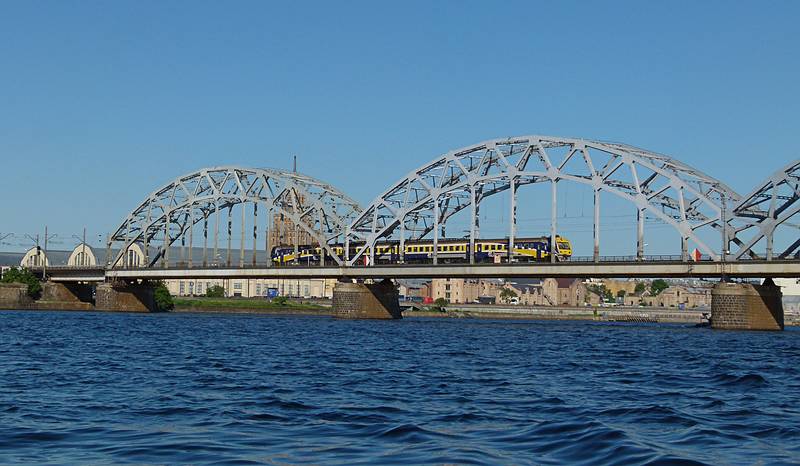 Railroad bridge across the Daugava River.<br />June 3, 2011 - Riga, Latvia.