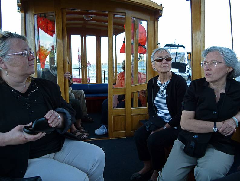 Linda, Baiba, Joyce.<br />Arriving at Ostasskats on Kipsala for dinner.<br />June 3, 2011 - Riga, Latvia.