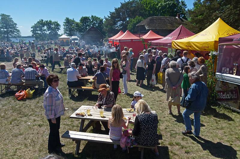 The food area.<br />Arts and crafts fair at the Latvian Ethnographic Open Air Museum.<br />June 4, 2011 - Riga, Latvia.