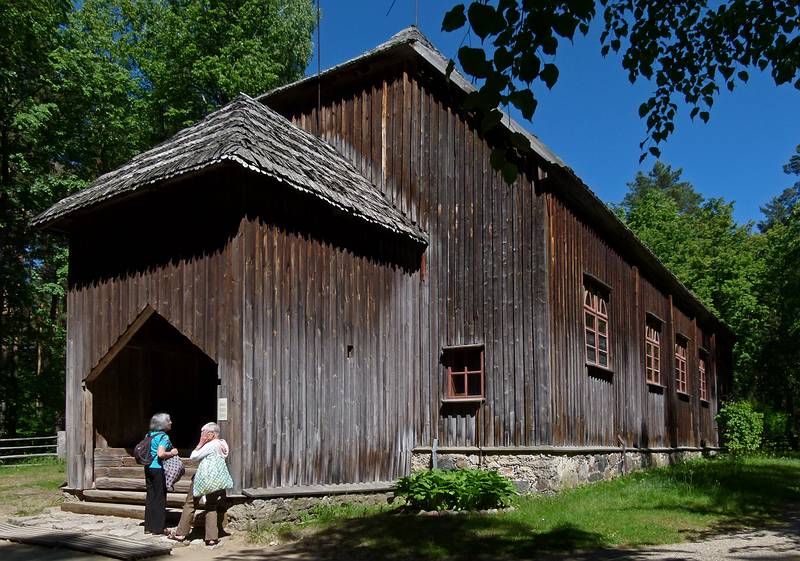 Joyce and Baiba at a village church.<br />Arts and crafts fair at the Latvian Ethnographic Open Air Museum.<br />June 4, 2011 - Riga, Latvia.