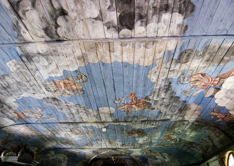 Ceiling of the church.<br />Arts and crafts fair at the Latvian Ethnographic Open Air Museum.<br />June 4, 2011 - Riga, Latvia.