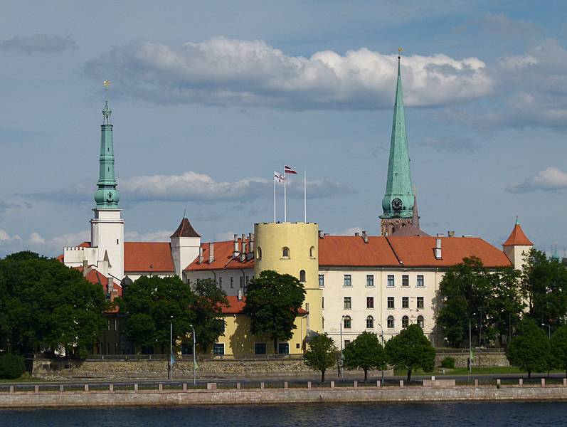 Riga Castle.<br />Views from the Vanu Bridge over the Daugava River.<br />June 5, 2011 - Riga, Latvia.