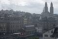 View from Lindenhof hill towards the Grossmnster in a downpour.<br />July 22, 2011 - Zurich, Switzerland.