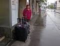 Joyce (and I) waiting for the streetcar to take us to the train station<br />to leave for Innsbruck, Austria.<br />July 23, 2011 - Zurich, Switzerland.