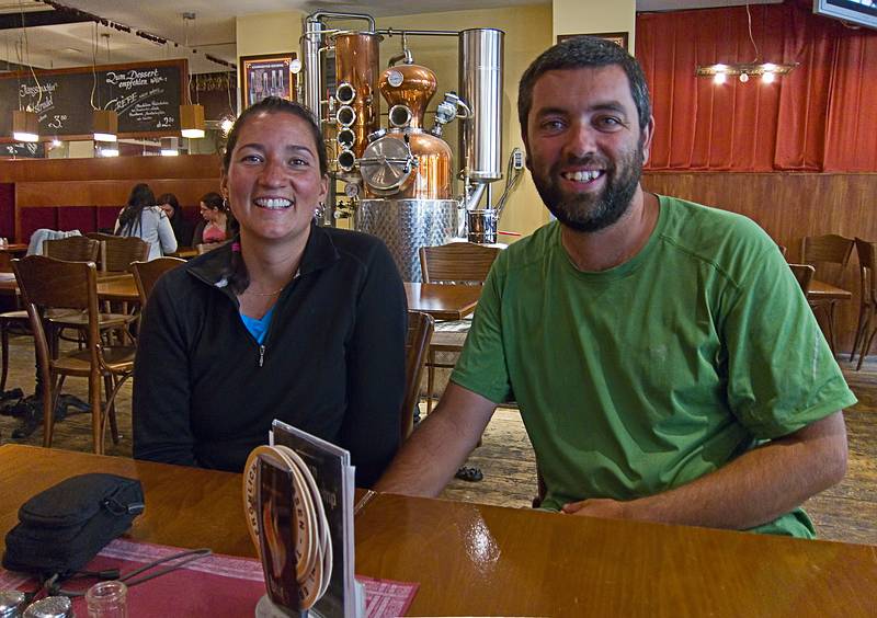 Melody and Sati waiting for their beer.<br />July 23, 2011 - Innsbruck, Austria.