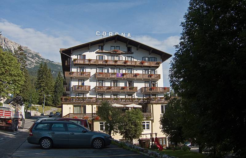 Hotel Corona, our home for the 28th and 30th.<br />July 29, 2011 - Cortina d' Ampezzo, Italy.