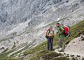 Melody and Sati on trail #213, waiting for us slowpokes, especially when I'm taking a snapshot (or two...)<br />Hike from cable car terminal at Rifugio Faloria to Rifugio Vandelli near Lake Sorapiss.<br />July 29, 2011 - East of Cortina d' Ampezzo, Italy.