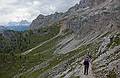 Joyce, Sati, and Melody still on trail #213.<br />Hike from cable car terminal at Rifugio Faloria to Rifugio Vandelli near Lake Sorapiss.<br />July 29, 2011 - East of Cortina d' Ampezzo, Italy.