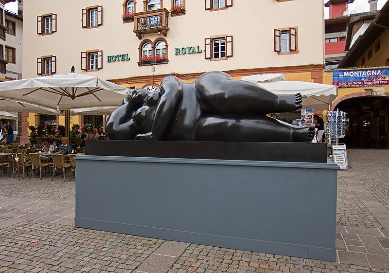 A Botero sculpture in the main square.<br />July 30, 2011 - Back in Cortina d' Ampezzo, Italy.