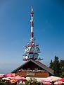 Amazing what they can balance atop those alpine buildings.<br />August 1, 2011 - Atop the Pfnder above Bregenz, Austria.