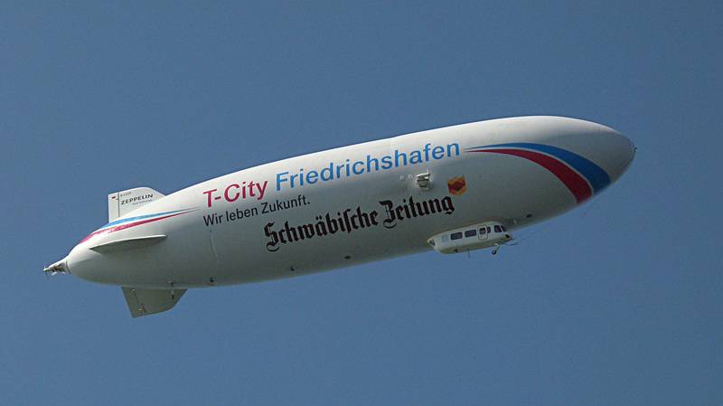 A dirigible out of Friedrichshafen, Germany, the birthplace of such craft.<br />August 2, 2011 - On Lake Constance/Bodensee, Germany or Austria.