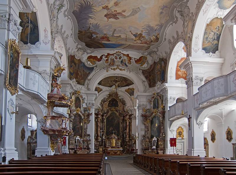 Roman Catholic minster church of the Blessed Virgin Mary or Lindau Abbey.<br />August 2, 2011 - Lindau, Bavaria, Germany.