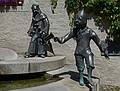 Carnival statues around a fountain.<br />August 2, 2011 - Lindau, Bavaria, Germany.