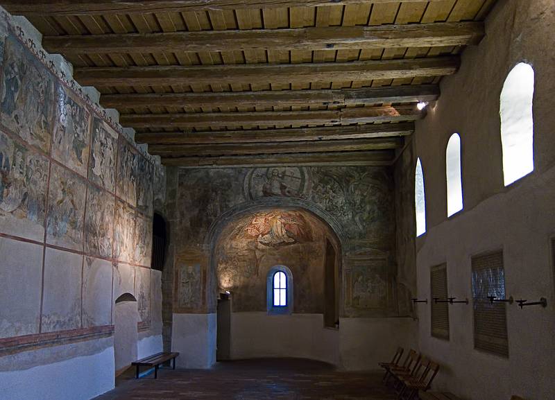 St. Peter's Church contains the only surviving frescoes by Hans Holbein the Elder (c. 1480) <br />August 2, 2011 - Lindau, Bavaria, Germany.